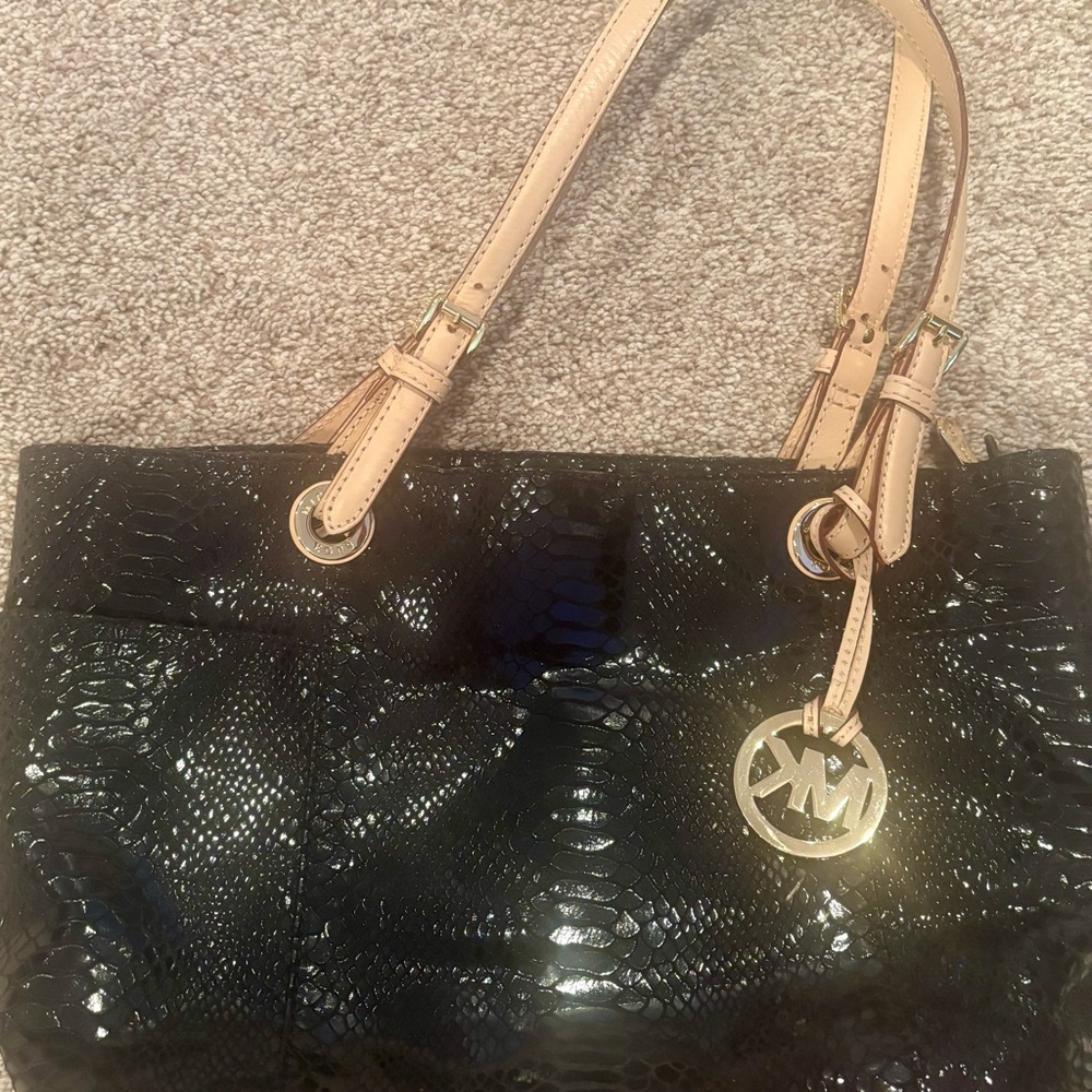Michael Kors Black Shoulder Bag with Gold Hardware